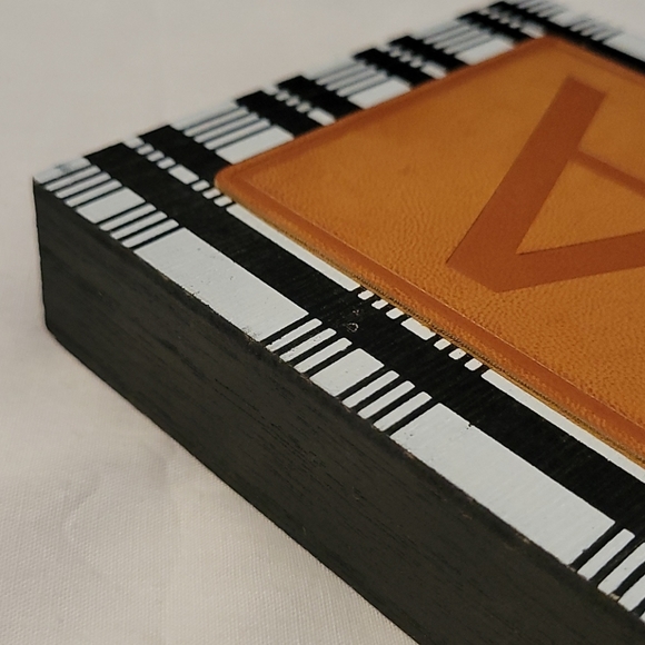 NEW Plaid & Leather "A" Wood Block Home Decor - Picture 3 of 17